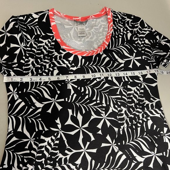 Tommy Bahama Dress Womens Small Black White Palm Print Shift Short Sleeve Mini - Picture 11 of 13